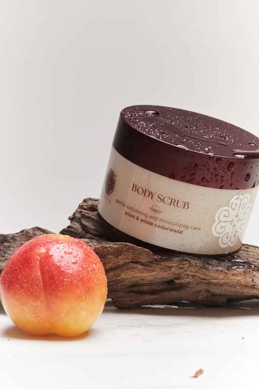 TIELA Perfume Therapy Shine Body Scrub (Plum & White Cedarwood)